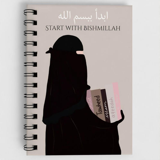 A5 Islamic Bishmillah Spiral Journal: Niqabi Muslim Notebook